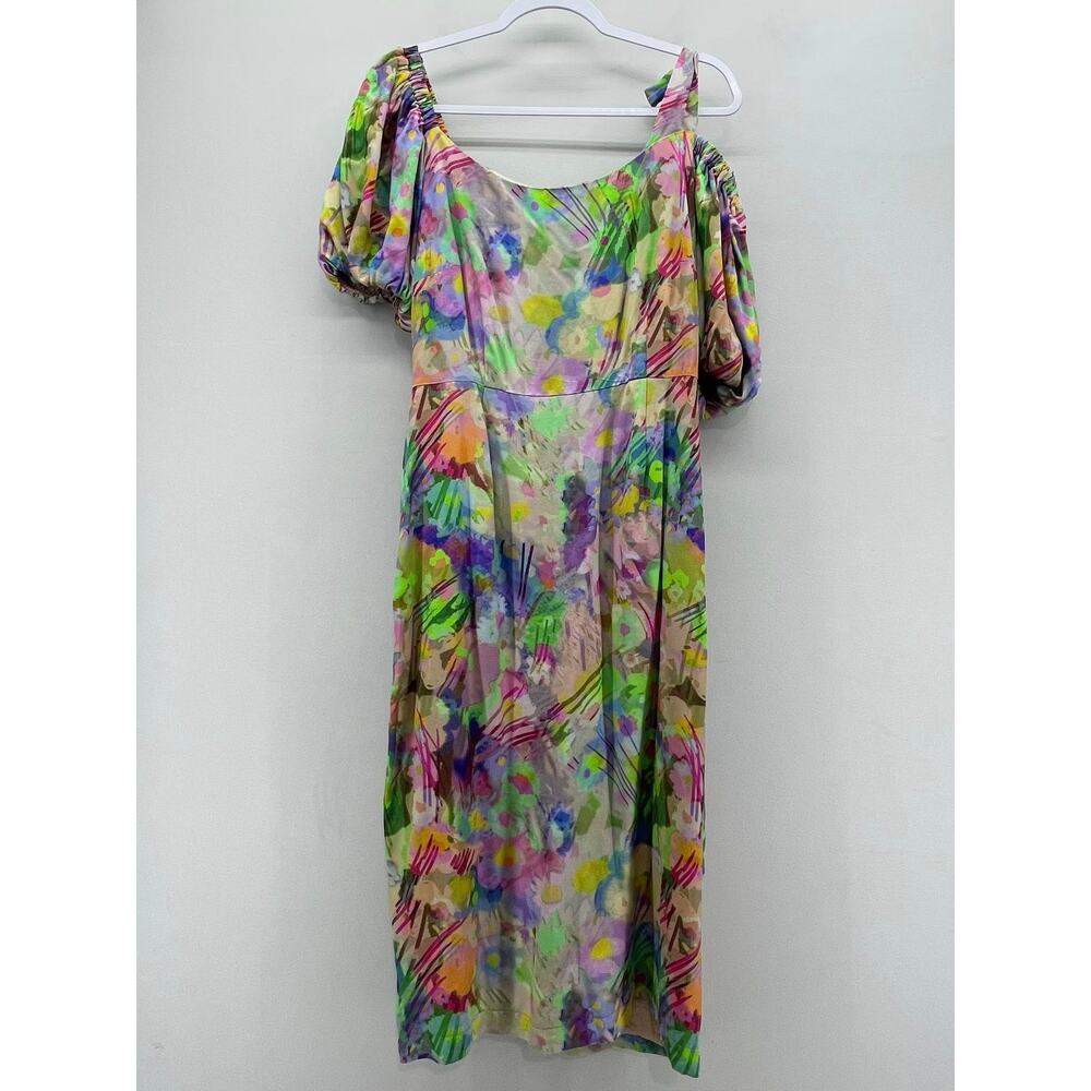 Anthropologie Plenty Tracy Reese‎ Puff Sleeve Dress Womens Medium Multi Floral